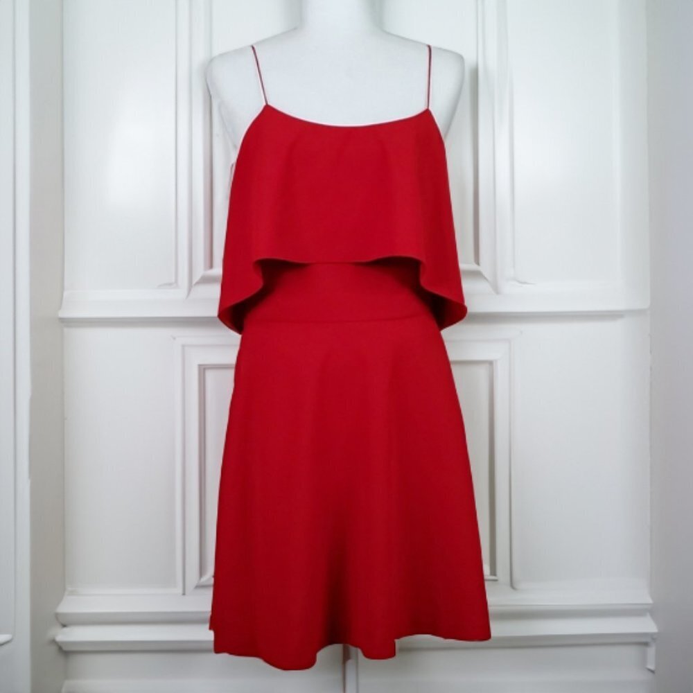 Alice + Olivia Red Spaghetti-Strap Layered Mini Dress